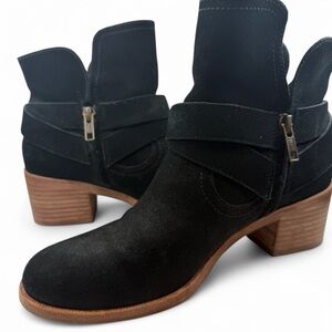 UGG BLACK ANKLE BOOT HEELS BLOCK HERL ZIP-UP WOMENS SIZE 7